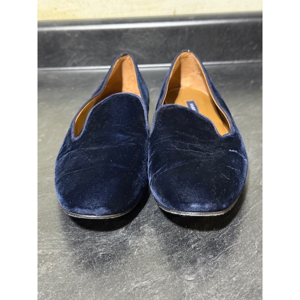 Margaux Navy Blue Velvet Smoking Loafers Men's 9.5 Handmade Spain Leather-Lined